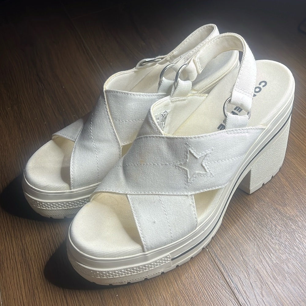 White Converse chunky heels